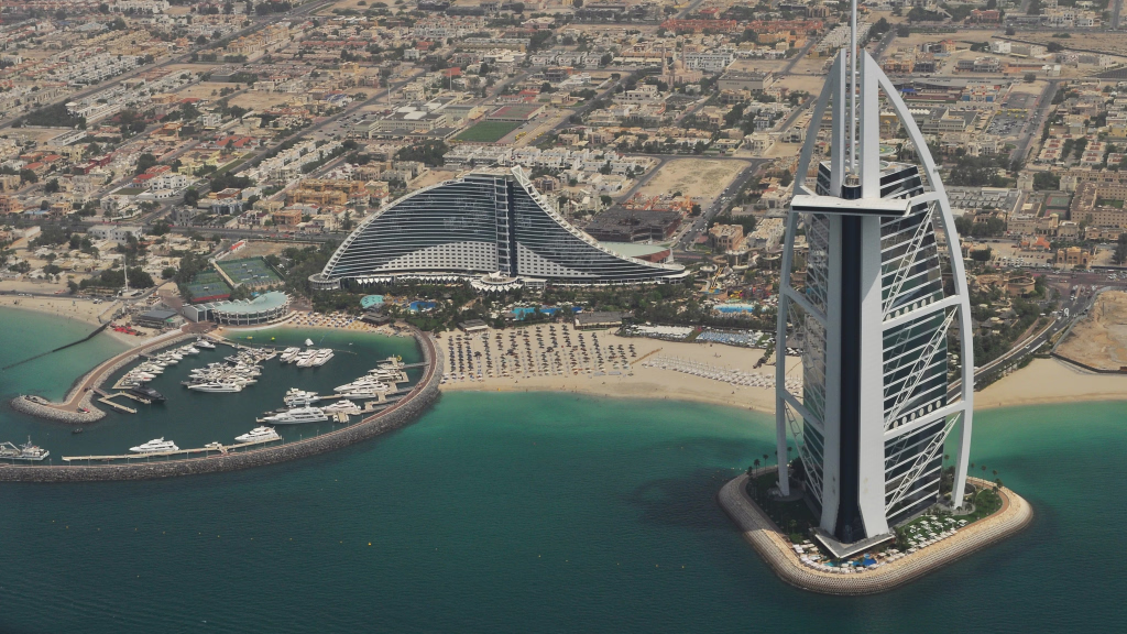 Vue aérienne du Burj Al Arab à Dubaï